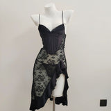 Fongt Romantic Thin Perspective Lace Sexy Sling Aja Skirt Pure Lust High-Intel Pyjamas