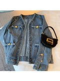 Denim Jacket for Women Casual Oversized Loose Jean Jackets 2023 New Autumn Ladies Long Sleeve Coat Cardigan