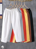 Fashion Woman Pants Casual Cotton Linen Harem Pants LOOSE Solid Ankle-Length Pants Elastic Waist Women's Summer