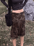 Mesh Floral Midi Skirt-Outfit