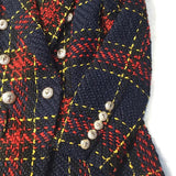 QUALITY New Stylish 2023 Designer Blazer Women's Double Breasted Lion Metal Buttons Plaid Tweed Wool Blazer Outer