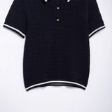Fongt 2025 New Knitted Shirt Round-Neck Solid Color Loose Set Female Design