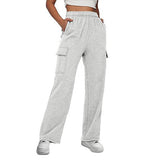 Fongt New Long Loose Trousers Leisure Sports High-Waist Trousers Show Skinny Straight Broad-Legged Trousers Women