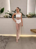 Spring And Summer Explosion Of Women's Net Yarn Beads Perspective Sexy Burqa Long