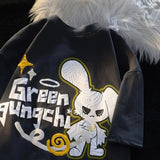 Dark Evil Rabbit Goth Cartoon T Shirts Hip Hop Street Kawaii Tee Men Women Oversized Short Sleeve Cotton Summer Y2K