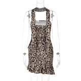 Leopard Print Draped Tube Mini Dress-Outfit