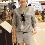 Fresh Loose Cotton Linen Three-quarter Temperament Commute Sleeve Collar Women's