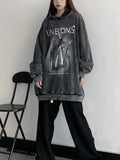 Grunge Emo Print Gray Oversized Women Hoodies Harajuku Gothic Hooded Sweatshirts Punk Goth Winter Warm Long Sleeve