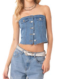 Sexy Slim Waist Denim Vest Woman-Outfit