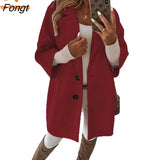 Woman Winter 2023 Fall/Winter Seven Minute Sleeve Button Lapel Pocket Wool Coat Women's Wear Women's Winter