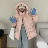 Hooded Waist Down Jacket Female Long 2024 Winter Fashion Sweet Show Thin Work Small Coat Hot Style-Outfit