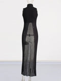 Spring 2025 New Temperament Commuting Wind Half-High Collar Plus Long Sleeveless Solid Color Knitted Sweater