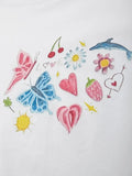 Fruity Butterfly Print Crop Top-Outfit