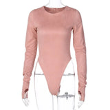 Fashion 2020 Autumn Winter Bodycon Bodysuits Vintage Outfits O-neck Body