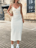 Textured Split Halter Maxi Dress-Outfit