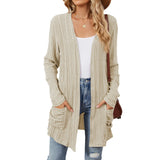 New Pit Long Sleeve Pocket Casual Solid Color Cardigan Coat-Outfit