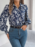 Shooting 2025 Autumn And Winter Elegant Bump Color Flower Lantern Sleeve Collar Shirt Women's