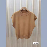 Summer New Korean Version Of The Elegant Round Neck Pure Color Simple Thin Sexy Sleeveless
