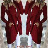 Fongt Big-Size Wish Ebay Fashion Pure Color Collar Repair Long Wind Coat Woman