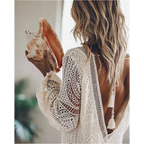 Fall Lace Princess Party Dress Women Long Sleeve Deep V Neck Hollow Street Holiday Dresses Fashion Open Back