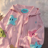 Fongt New Kulo Cartoon Hooded Girl Sticker Sweater Cardigan Jacket New