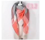 Designer Fashion Pink Scarf Soft Cashmere Acrylic Warp Square Oversize Shawl For Women Winter Plaid