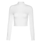 Fongt Summer Collar Sexy Women's Strap Open Back Long Sleeve Elastic Slim Shirt