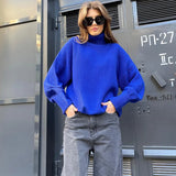 Knitted Turtleneck Women Sweater Pullover Cashmere Long Batwing Sleeve Ladies Sweaters 2022 Autumu Winter Jumper