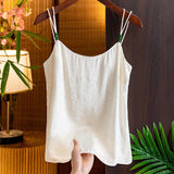 Style Retro Jacquard Black Sling Vest Girl 2024 New Summer New Chinese Style Suit-Outfit