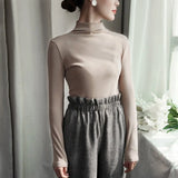 Solid Bottoming t Shirt Women Spring Autumn Tee Shirts Korean Turtleneck Slim Long Sleeve Black White T-shirts 90s