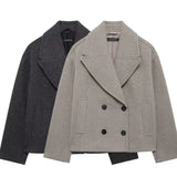 Fongt Women's Clothing Explosion Double Buckle Wool Blending Double Buckle Dress Short Coat