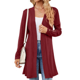 Autumn And Winter New Solid Color Collar Button Long Sleeve Cardigan Loose Knit Coat Female-Outfit