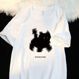 Aesthetic Black Cat Print Oversized T-shirt-Outfit