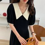 Harajuku Summer Short Sleeve Midi Holiday Chic A-line Popular Loose Lapel Retro Fashion