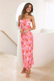 Summer New Breast-Thpack Digital Print Collar Dress Behind The Back Of The Hollow Dress