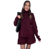 Fongt Winter New Solid Color High-Collar Lazy Knitwear Design Skirt Dress Suit