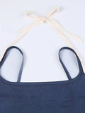 Blue Contrast Color Mock Two Piece
