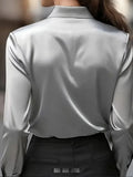 Fongt And Autumn Temperament Solid Color Vertebery Collar Women's Shirt