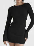 Women Casual Ruched Long Sleeve T-Shirts Spring Fall Solid Slim Fit Pullovers Female Streetwear Female Base Tees Tops-Outfit