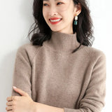 Fongt Winter New Half High Collar Sweater Female Inside Build Not Cashmere Long Sleeve Thick Knit Bottom Shirt Loose Jacket-Outfit
