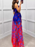 Fongt Women's New Party Mesh Yarn Tset Dress INS Casual Fashion Print 8065