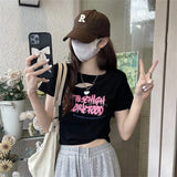 Fongt Girls Hollow Out Short T-Shirt Female Summer 2024 New Design Sense Slim Slim Short-Sleeved Student
