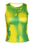 Ombre Pixel Print Crop Tank Top-Outfit