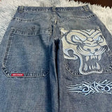 Printed Baggy Jeans For Men's 2K Casual Wide-Legged Jeans-Outfit
