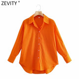 2021 Women Simply Solid Colors Breasted Poplin Shirts Office Lady Long Sleeve Slim Blouse Roupas Chic Chemise Tops