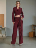 Angola Red Two-Piece Set 2025 New Irregular Pendulum With Design Jacket + High-Rise Straight Trousers