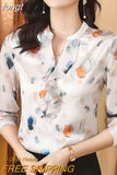 for Women 2023 Fall V-neck Women's Luxury Blouses Flower Women Tops Elegant and Youth Woman Blouses Basic Female