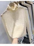 Fongt Air Fluttering Jacket Pleated Wood Ear Net Gauze Bottom Clothes Female Ultra Thin Perspective Pile Collar Lace Unlined Upper Garment-Outfit
