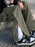 Buttoned Pocket Patch Cargo Pants-Outfit