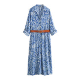 New Spring Style With Belt Shirt Style Long Dress 2974756-Outfit